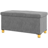 Storage Ottoman Bench, Velvet Upholstered Foldable Ottoman Footrest, Foot Stool with Wood Legs for Living Room