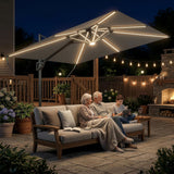 Parasol de patio cantilever décalé 10 x 9,7 pi avec lumières