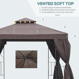 10' x 10' Patio Gazebo Outdoor, Canopy Shelter with Double-tier Roof