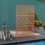 Decorative Outdoor Privacy Panel with Stand, Freestanding Metal Outdoor Divider for Garden