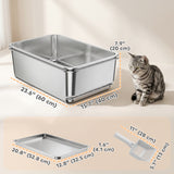 Stainless Steel Litter Box, XL Sifting Cat Litter Box for Medium and Large Cat