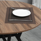 Table de salle à manger ronde de 89 cm, table de salle à manger moderne avec cadre en acier, petite table de cuisine peu encombrante