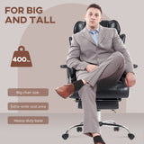 400LBS Massage Office Chair, Executive Office Chair with 6-Point Vibration, Footrest and Lumbar Support
