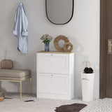 Armoire à chaussures mince, armoire à chaussures moderne avec 2 tiroirs basculants et étagères ajustables pour 8-12 paires