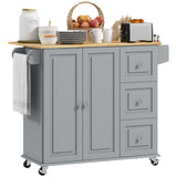 Kitchen Island on Wheels, Kitchen Cart with Drop Leaf, Drawers