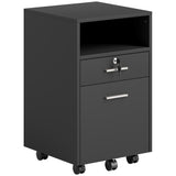 Small Filing Cabinet with 2 Drawers, Lockable Home Office Storage Cabinets on Wheels for A4, Letter Size
