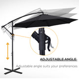 9.7ft Offset Patio UmbrellaCantilever Parasol with Crank Handle, 8 Ribs and Cross Base for Outdoor