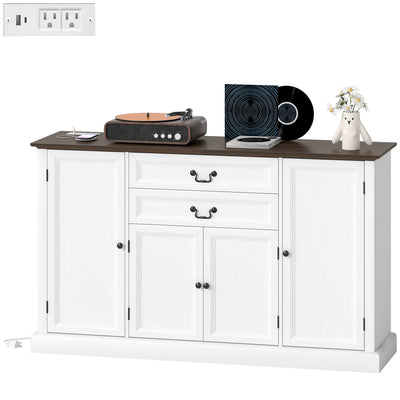 Farmhouse Sideboard with Charging Station and Thickened Top, 58