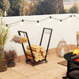 31 Inch Firewood Rack Outdoor, Heavy Duty Log Rack with Swivel Casters, Indoor Fire Wood Holders for Fireplace