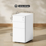 3 Drawer Filing Cabinet, Lockable Steel Office Storage Cabinet with Hanging Bar for Letter, A4, Legal Files