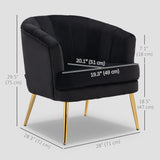 Fabric Armchair, Modern Accent Chair with Gold Metal Legs for Living Room
