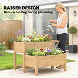 Wooden Raised Garden Bed, 2-Tier Raised Planter with Storage Shelf