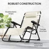 Folding Zero Gravity Chair, 5-Position Adjustable Outdoor Lounge Chair Recliner with Headrest