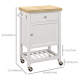 Desserte de cuisine à roulettes, îlot de cuisine roulant avec plateau en bois, porte-serviettes, tiroir et étagère pour salle à manger