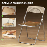4 Pack Acrylic Foldable Chairs, Transparent Folding Chairs for Living Room