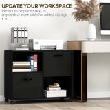 Mobile Printer Stand, Lateral File Cabinet with Lock, Filing Cabinet with Hanging Bars for Letter, A4 Size