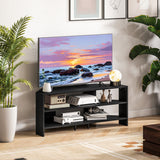 Meuble TV d'angle, table TV moderne avec 2 tablettes ouvertes pour téléviseur 47 pouces
