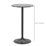 Table de bar haute, table à manger ronde moderne avec plateau peint et base en acier, table de bistro pour 2 personnes