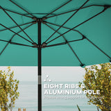 7.6FT Aluminum Patio Umbrella Parasol 8 Ribs Outdoor Market Umbrella with Crank, Push Button Tilt for Deck