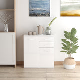 High Gloss Sideboard with 2 Drawers and 2 Doors, Buffet Cabinet with Adjustable Shelf, Coffee Bar Cabinet with Storage