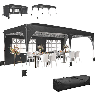 10 x 20 ft Pop Up Canopy Tent with Reflective Strips, UPF 50+ Easy up Instant Canopy with 6 Sandbags