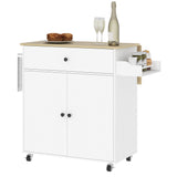 Îlot cuisine roulant avec plateau abattable, chariot rangement cuisine avec tiroir
