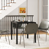 Square Kitchen Table for 2-4 People, Dining Table with Glass Top and Steel Legs for Dining Room