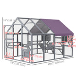 Outdoor Cat Enclosure Wooden Feral Cat House w/ Weatherproof Canopy, for 3-6 Cats