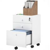 Petit Classeur 3 Tiroirs avec Serrure, Classeur de Rangement de Bureau Vertical avec Roulettes pour Bureau à Domicile