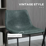 Counter Height Bar Stools Set of 2, Vintage PU Leather Bar Chairs