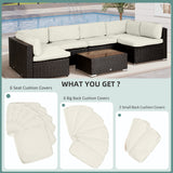 Ensemble canapé rotin patio extérieur 14pc couvre coussin polyester remplacement - coussin non inclus