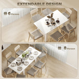 Modern Extendable Dining Table, 55.1 x 31.5 in, for 6-8 People