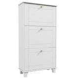 Narrow Shoe Storage with 3 Flip Drawers and Adjustable Shelves, Shoe Cabinet Organizer for 12 Pairs of Shoes