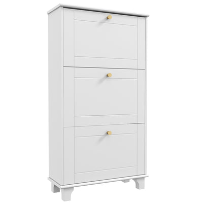 Narrow Shoe Storage with 3 Flip Drawers and Adjustable Shelves, Shoe Cabinet Organizer for 12 Pairs of Shoes