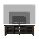 Fireplace TV Stand for TVs up to 60 inches, Wood TV Cabinet w/ Storage Doors or Living Room