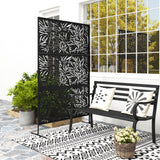 Metal Outdoor Privacy Screen, Freestanding Outdoor Divider with Stand, 78