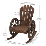 Chaise berçante en bois pour patio, chaise berçante wagon extérieure avec design à lattes et accoudoirs à roulettes pour jardin
