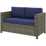 Causeuse de Patio 2 Places, Chaise Canapé Rotin Luxe d'Extérieur, Meuble de Jardin Rotin Tous Temps avec Coussin pour Balcon