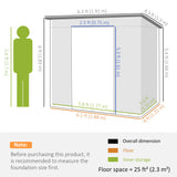 Remise de rangement de jardin galvanisée 6 x 4FT, abri métallique extérieur avec portes doubles et 2 évents