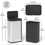 Poubelle capteur 12 gallons (45 L), acier inoxydable sans traces de doigts