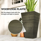 Tall Planter for Outdoor Plants Set of 3, 28 Inch Taper Planter with Drainage Holes