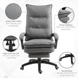 Office Chair 360° Swivel Adjustable Height Linen Style Fabric Recliner with Retractable Footrest and Double Padding