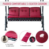 3-Person Porch Swing Chair, Patio Swing Bench with Adjustable Canopy, Removable Thicken Cushion and Weather Resistant Steel Frame for Outdoor