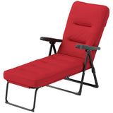 Outdoor Lounge Chair with Padded Cushion, Folding Reclining Patio Garden Chair with Recline Back, Footrest