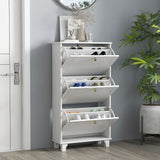 Narrow Shoe Storage with 3 Flip Drawers and Adjustable Shelves, Shoe Cabinet Organizer for 12 Pairs of Shoes