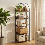 Bookshelf 5 Tier Arched Bookcase, 73.2