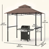 8' x 5' BBQ Grill Gazebo Tent with Double Tiered Canopy for Outdoor Sun Shade