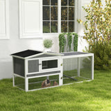 Wooden Rabbit Hutch Guinea Pig House with Removable Tray