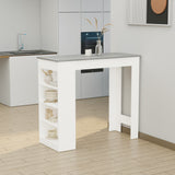 Bar Table, High Top Pub Table with 4 Storage Shelves