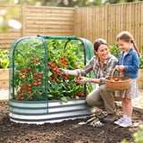 Galvanized Raised Garden Bed with Crop Cage Protection Net Cover